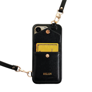 iPhone 13 Series - Crossbody Wallet Case - Small Font - Black
